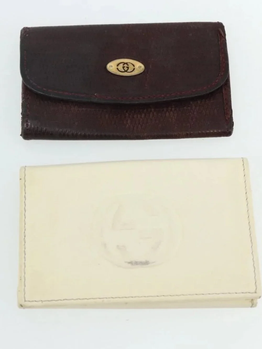 GUCCI GG Canvas Key Case Leather 10 Set Beige Black white Auth